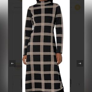 Elegant Black and Tan Plaid Dress